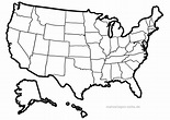 Landkarte USA zum Ausmalen und selber gestalten | Malvorlagen für Kinder