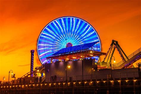 Sunset At The Santa Monica Pier In Los Angeles Editorial Stock Photo