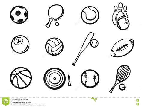 Various Balls Sports Equipment Sketched Set Stock Vector ...