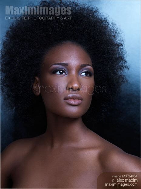 Photo Of Beauty Portrait Of Black Woman With Big Natural Hair Stock