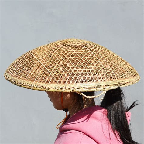 Chinese Hemispherical Bamboo Farmer Rice Hat Oriental Asian Etsy Uk