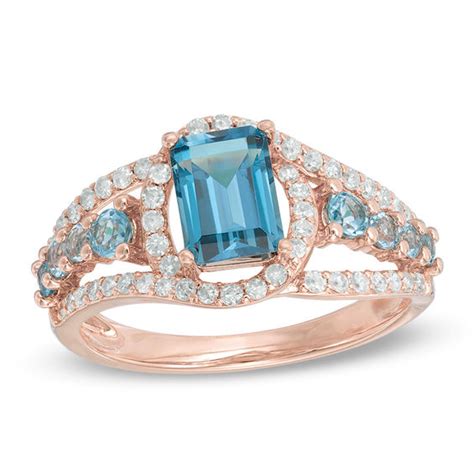 You can find your ideal elegant engagement ring with a single diamond or princess cut diamond wedding bands for women. Emerald-Cut Blue Topaz and 1/4 CT. T.W. Diamond Swirl ...
