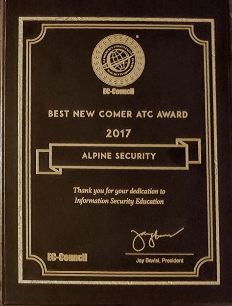 Ec Council Awards Alpine Security As 2017 Best Newcomer Atc For North