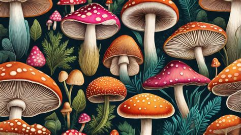 Colorful Mushroom Drawings Mushroom Growing