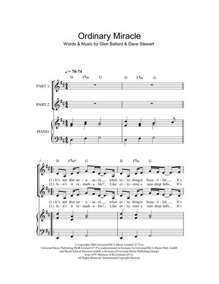 Ordinary Miracle By Glen Ballard And Dave Stewart Digital Sheet Music