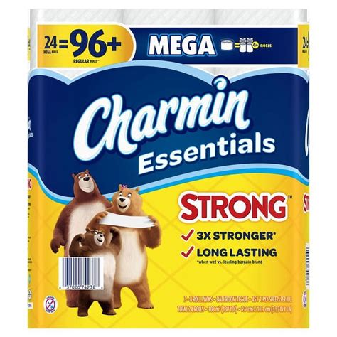 Charmin Essentials Strong 451 Sheet 1 Ply Toilet Paper 24 Pk
