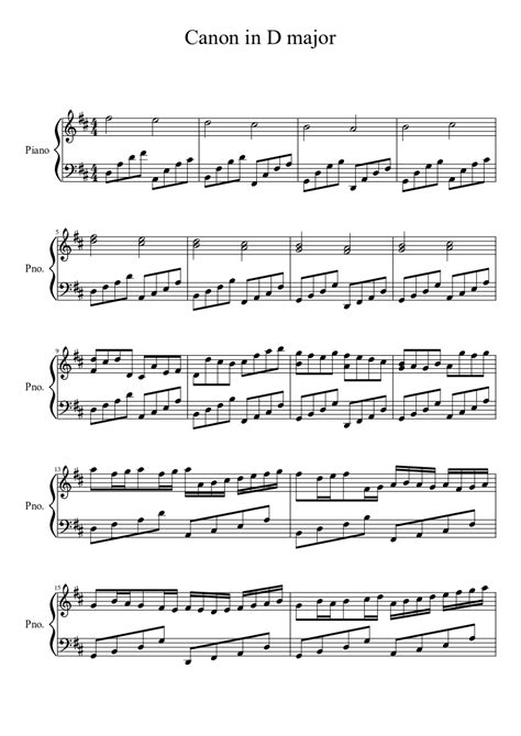 Free sheet music easy piano canon in d pachelbel created date: Canon in D major sheet music download free in PDF or MIDI