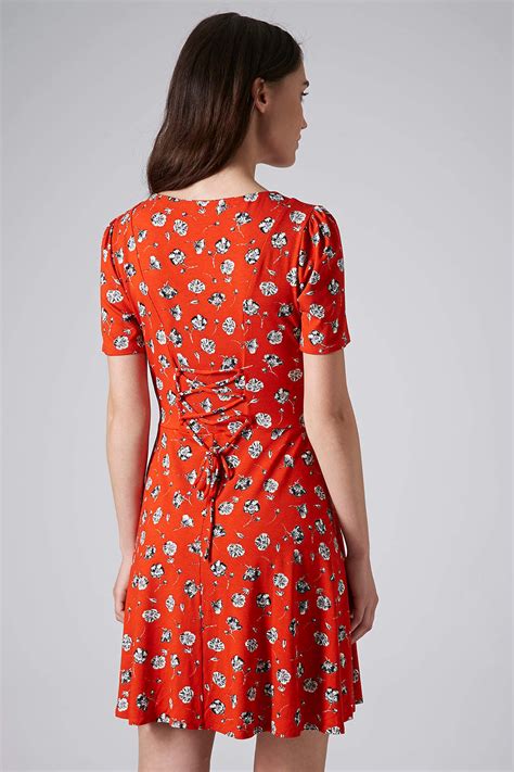 Topshop Tall Pansy Floral Dress In Red Lyst