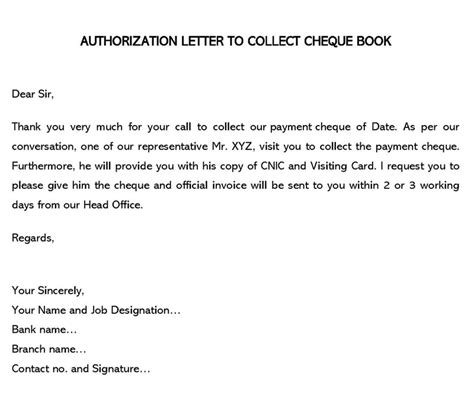 Writing An Authorization Letter For Checkbook Pickup Samples