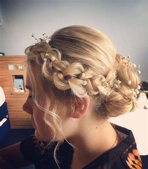 Dutch Braid Into Messy Bun Wedding Hair Updo Hair Special Occasion Hairstyles Wedding