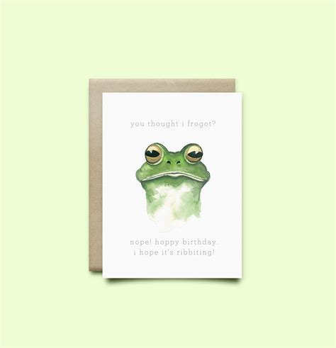 Frog Birthday Card You Thought I Frogot Etsy Funny Birthday Cards