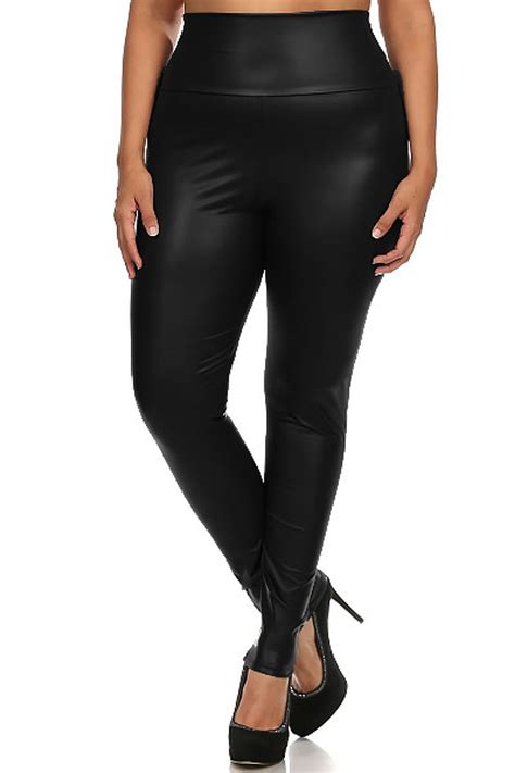 Matte High Waisted Faux Leather Plus Size Leggings Only Leggings