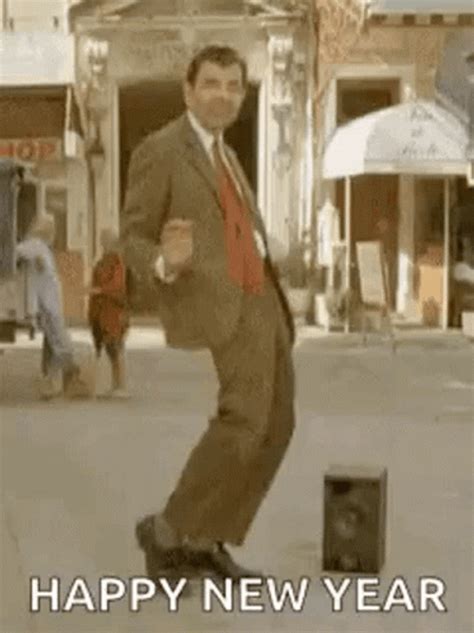 Dancing Mr Bean New Year GIF GIFDB Com