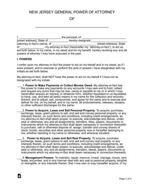 Free New Jersey Power Of Attorney Forms 8 Types Pdf Word Eforms