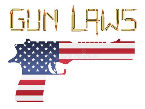 Bullet Gun Laws With America Flag Hand Gun Stock Vector Illustration