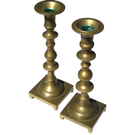 Pair Of Early Vintage Solid Brass Candlesticks From Stephenakramer On