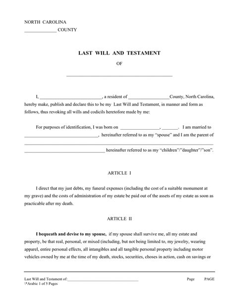 Download this idaho last will and testament form which is a document where a person can designate his or her real and personal. Last will and testament form (North Carolina) in Word and ...