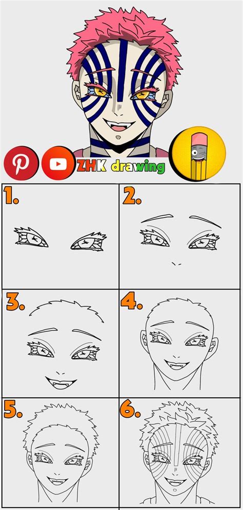 How To Draw Akaza From Demon Slayer Easy Drawing Step By Step