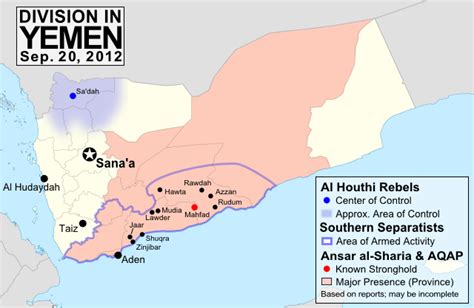 Yemen Conflict Map September 2012 4 Political Geography Now