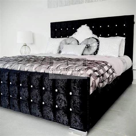 The rich black velvet colour oozes gothic charm and rustic visual. Valencia Luxury Crushed Velvet Upholstered Bed Frame ...