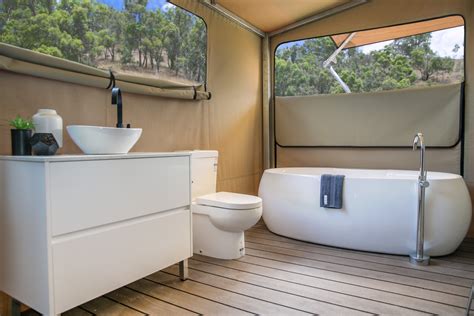 Eco Tent Glamping Retreat At Sierra Escape Australia Tourism The New Camping Bathroom