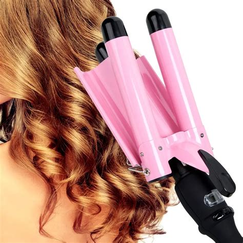 Home Use New Three Barrel Ceramic Ionic Big Wave Curler Automatic Lcd Curling Iron With Triple