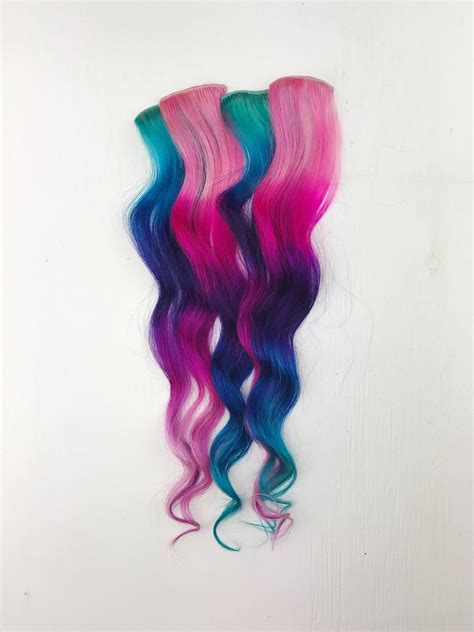 Handmade Tye Dye Tip Extensions 20 22 Inches Long Clip In