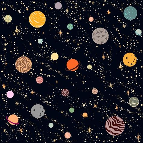 Premium Vector Planets And Stars In Space On A Dark Background