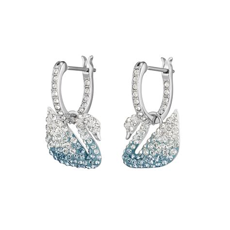 Buy Swarovski Iconic Swan Pierced Earrings Multi Colored Rhodium