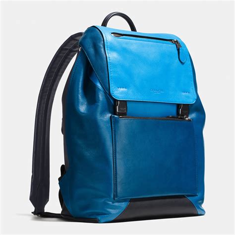 Lyst Coach Manhattan Backpack In Sport Calf Leather In Blue For Men