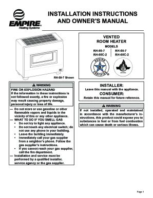 Fillable Online Empire RH 50 7 Installation Instructions And Owner S