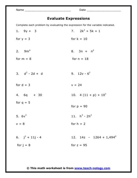 From 8th grade algebra worksheets to exponents, we have got all the details included. Evaluate Expressions | Algebra worksheets, 8th grade math worksheets, Mathematics worksheets