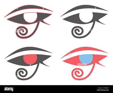 Eye Of Horus Ancient Egyptian Amulet Symbol Set Of Icons On A White Background Vector