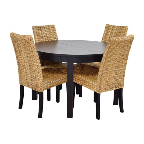 If your dining chairs are upholstered, using removable and washable covers helps keep them looking fresh. 66% OFF - Round Black Dining Table Set with Four Chairs ...