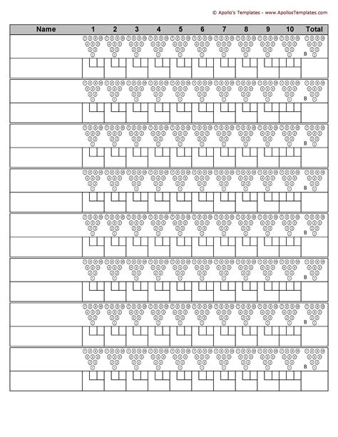 Bowling Score Sheet Printable