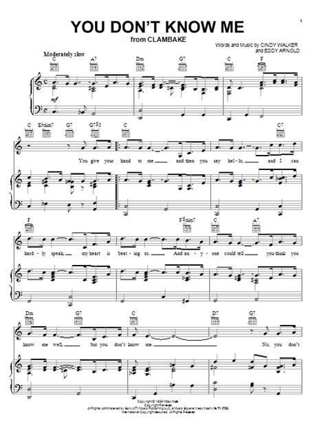 You Dont Know Me Sheet Music By Ray Charles Piano Vocal And Guitar