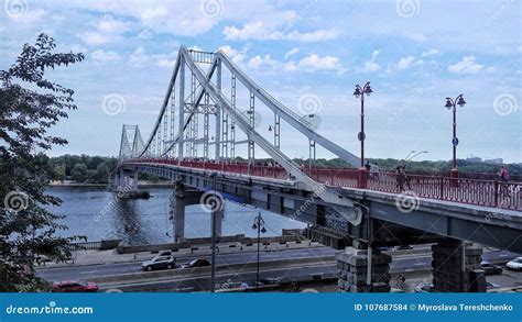 Blue Perspective Bridge On The River In Details Sky Beauty View With