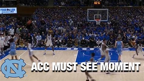 R J Davis Hits A Big 3 For Unc Just Before Halftime Acc Must See Moment Youtube