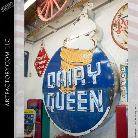 Rare Porcelain Neon Dairy Queen Sign Original Vintage 1950s Signage
