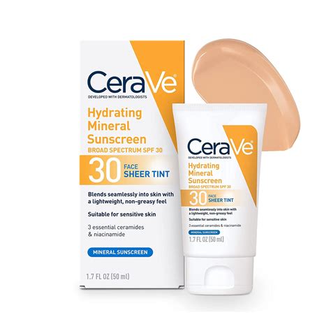 Cerave Hydrating Mineral Sunscreen Sheer Tint Spf Ml Eshaistic Pk
