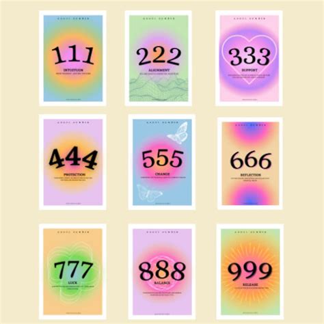 Angel Numbers Set Printable Artwork Digital Download Wall Etsy