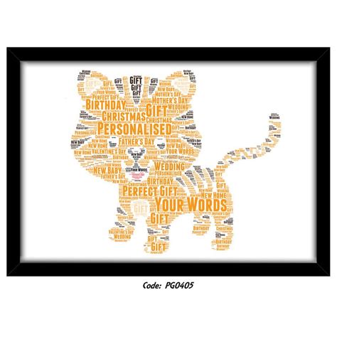 Personalised Tiger For Tiger Lover Cat Lover Gift Word Art Wall Room