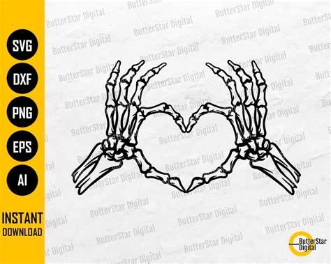 Skeleton Hand Heart Sign Svg Bones Tattoo Decal T Shirt Etsy Canada