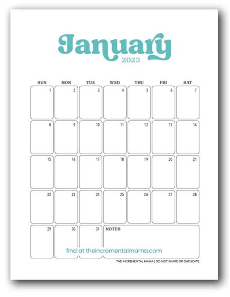 January Monthly Calendar 2023 Printable Print Calendar 2023