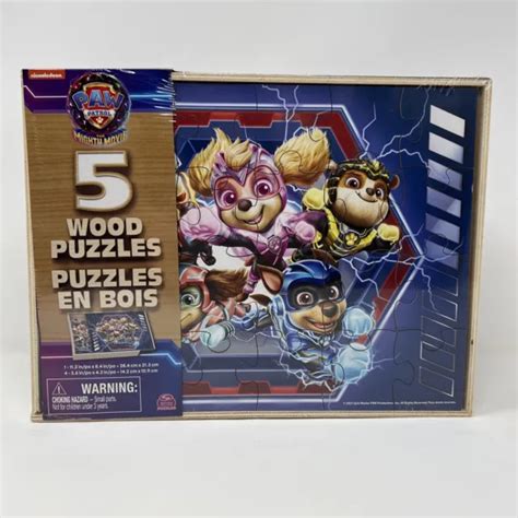 Paw Patrol The Movie Set Of 5 Wood Puzzles With Storage Box 1499