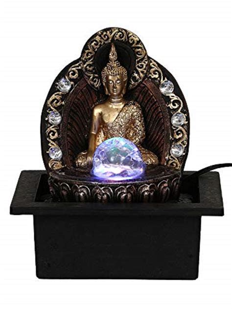 Golden Buddha Indoor Water Fountain With Crystal Led Light Etsy