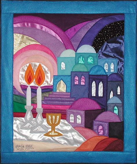 Shabbat Candles Original Felt Tapestry By Bracha Lavee Jewish Art