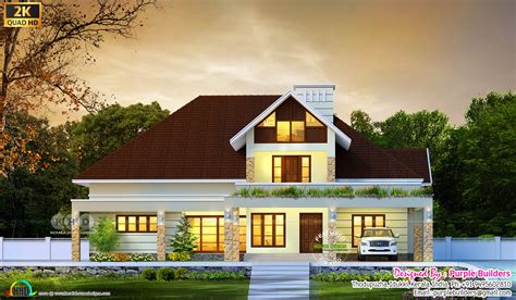 Sloping Roof Single Floor House Design With 4 Bedroom Kerala Home