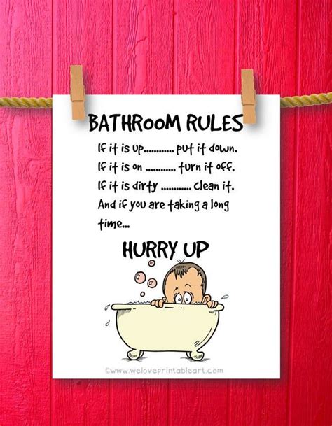 Funny bathroom jokes, hilarious loo scenarios, humorous toilet, wc, toilet paper, tub and sink photos. Funny Bathroom Art Bathroom Art Prints by WeLovePrintableArt