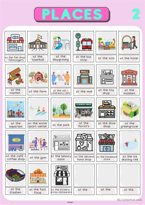 Places Pictionary Pictionary Pictur English Esl Worksheets Pdf And Doc